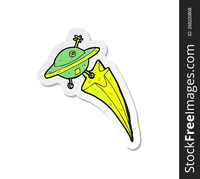 Sticker Of A Cartoon Flying Saucer
