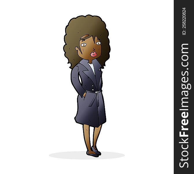 Cartoon Woman In Trench Coat