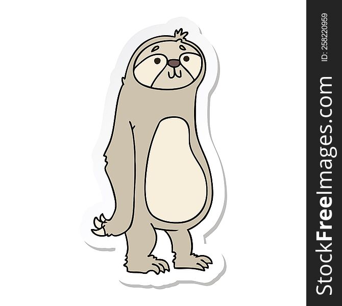 Sticker Of A Quirky Hand Drawn Cartoon Sloth