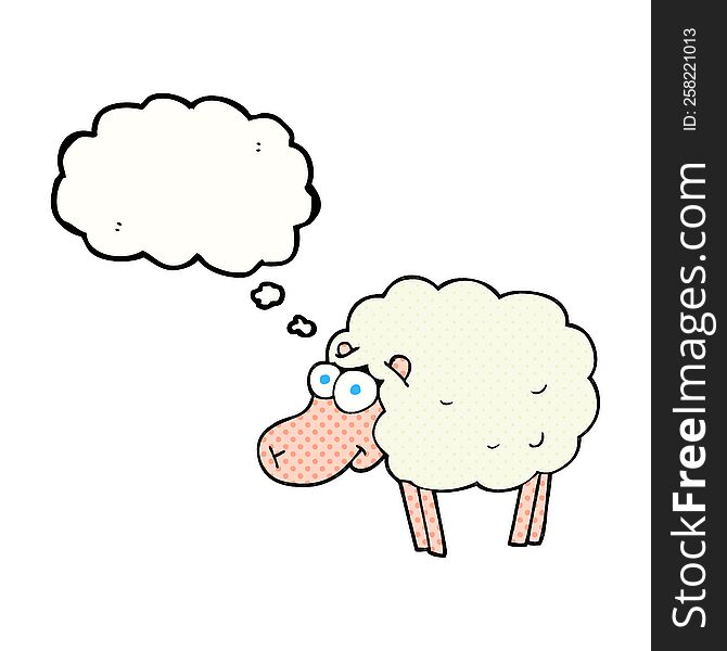 funny freehand drawn thought bubble cartoon sheep. funny freehand drawn thought bubble cartoon sheep