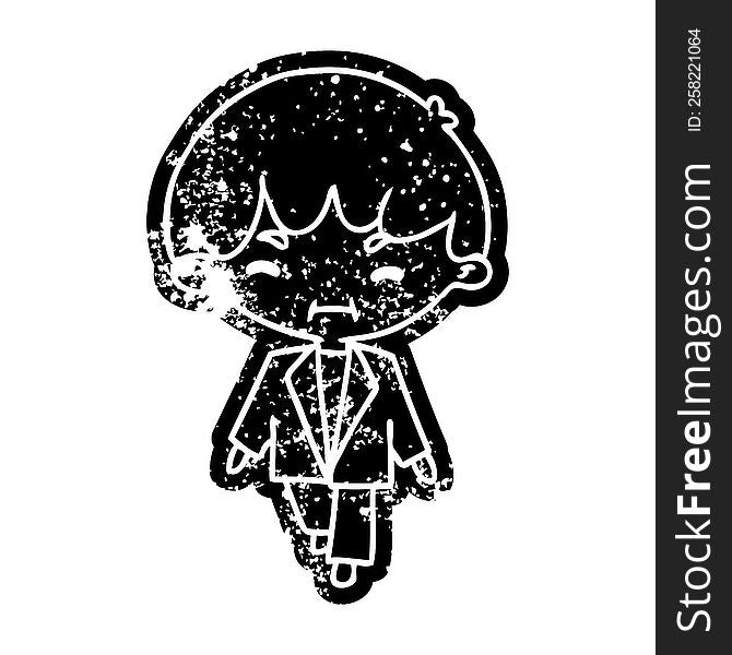 grunge distressed icon kawaii cute boy in suit. grunge distressed icon kawaii cute boy in suit
