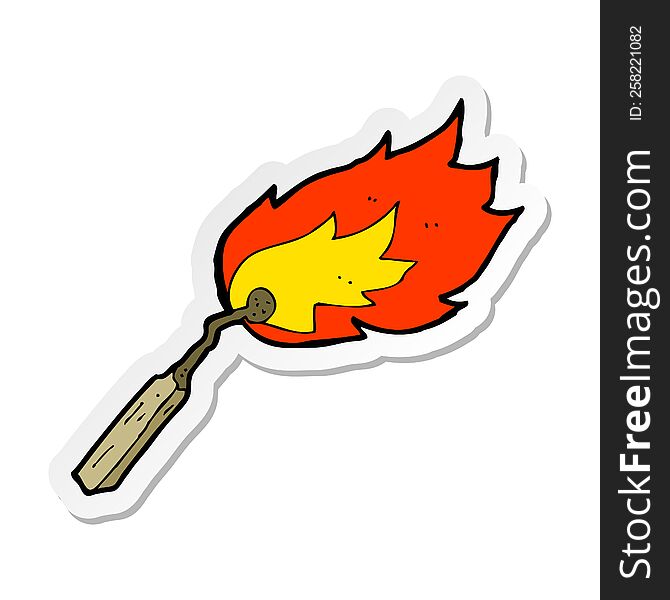 sticker of a cartoon burning match