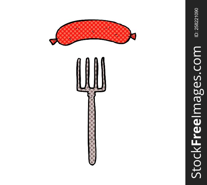cartoon fork and sausage