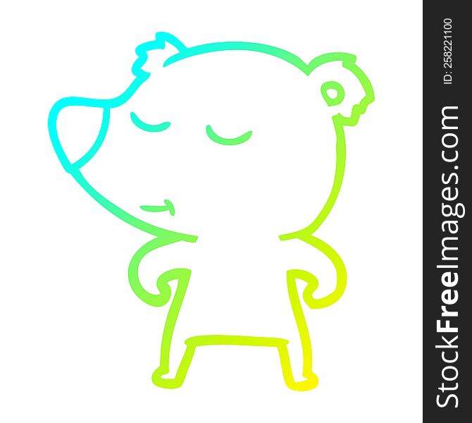 cold gradient line drawing of a cartoon polar bear