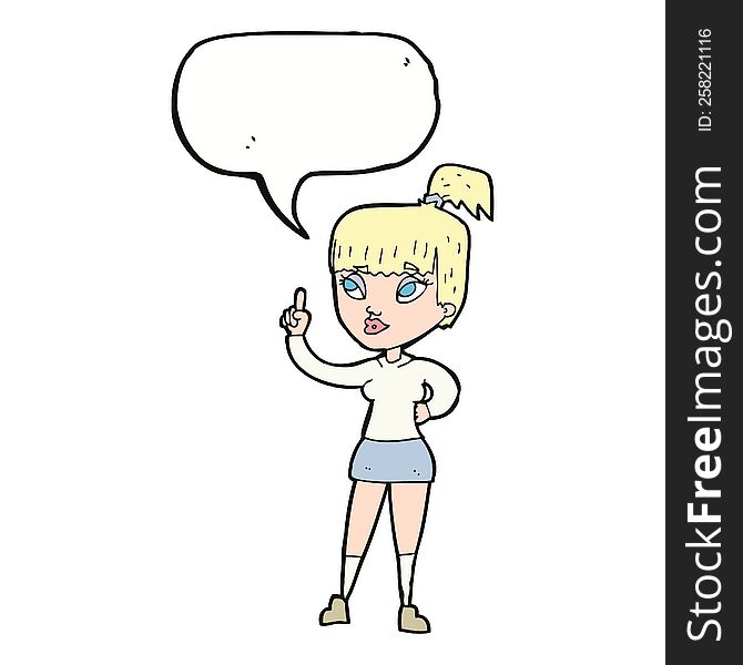 cartoon attractive girl with idea with speech bubble