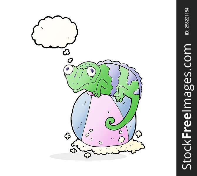 Thought Bubble Cartoon Chameleon On Ball