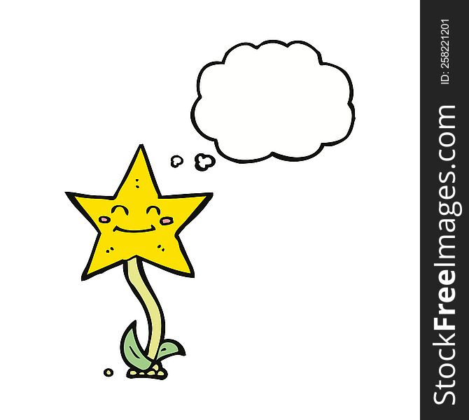 cartoon star flower with thought bubble