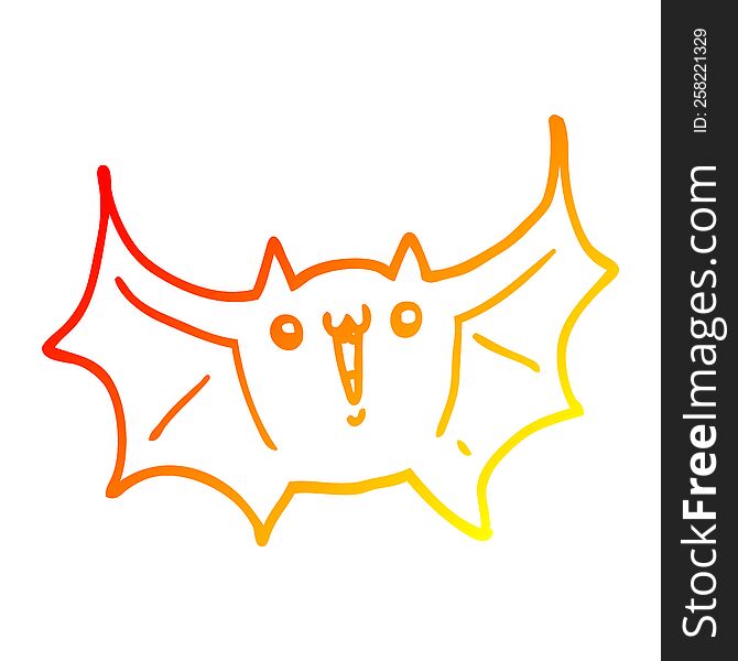 Warm Gradient Line Drawing Cartoon Happy Vampire Bat