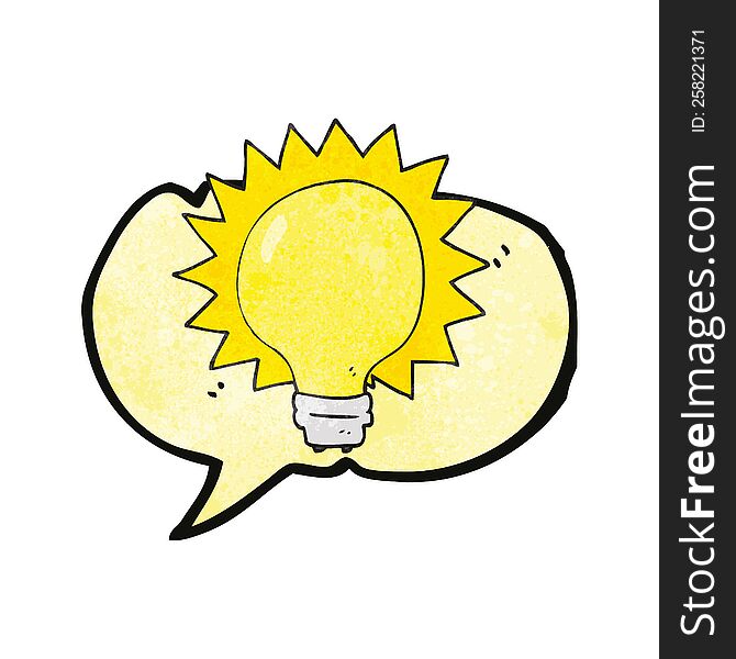 speech bubble textured cartoon light bulb