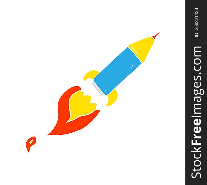 Flat Color Illustration Of A Cartoon Rocket