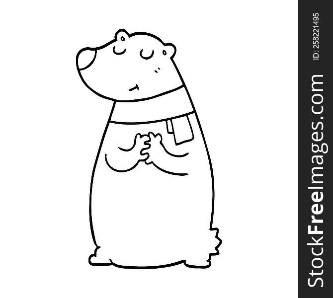 cartoon bear wearing scarf
