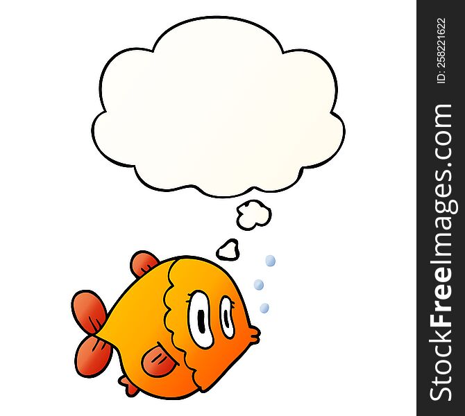 cartoon fish with thought bubble in smooth gradient style