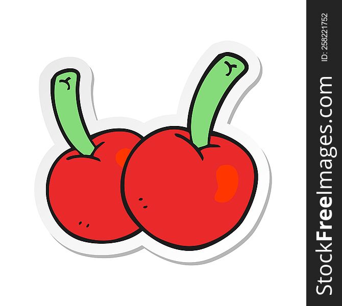Sticker Of A Cartoon Cherries