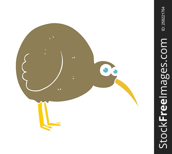 flat color illustration of kiwi bird. flat color illustration of kiwi bird