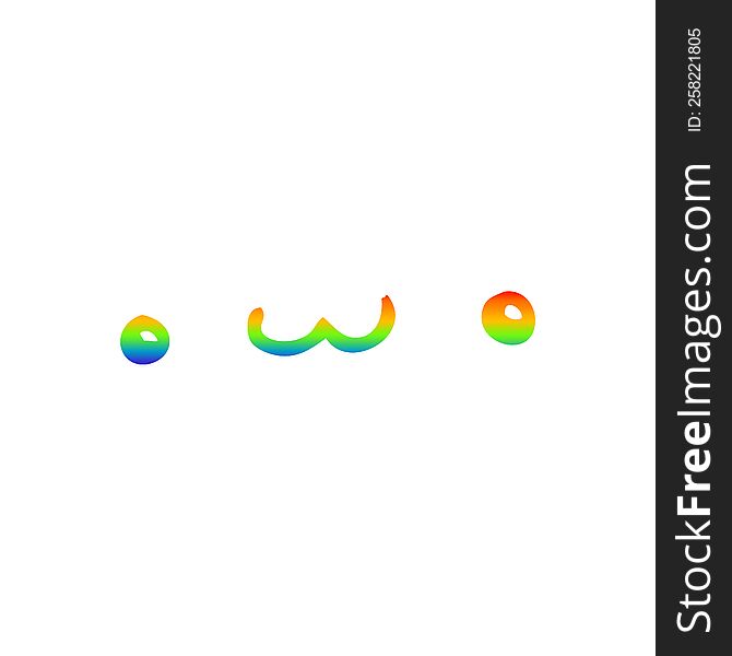 Rainbow Gradient Line Drawing Happy Cartoon Expression