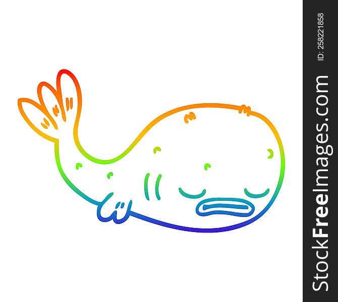 Rainbow Gradient Line Drawing Cartoon Fish