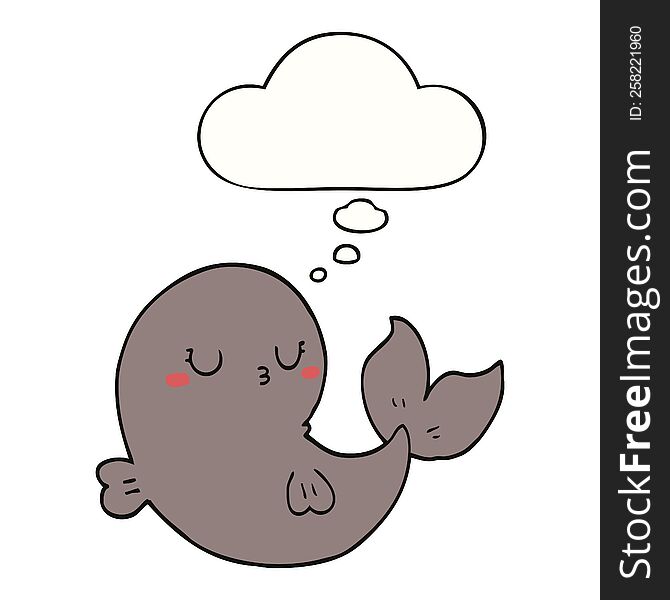 cute cartoon whale with thought bubble. cute cartoon whale with thought bubble