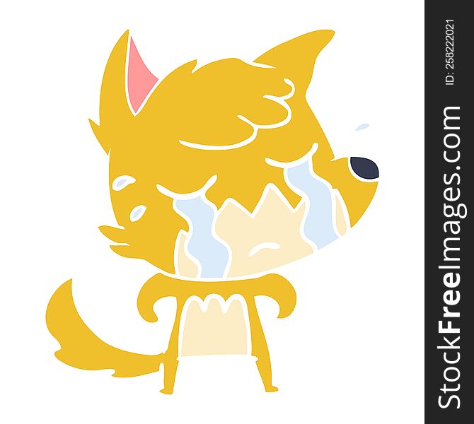 crying fox flat color style cartoon. crying fox flat color style cartoon