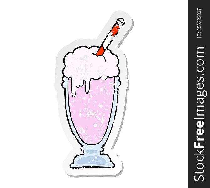 Distressed Sticker Of A Cartoon Milkshake