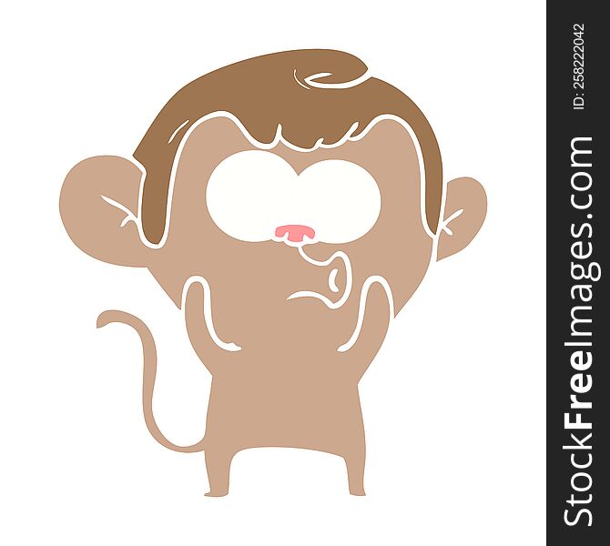 Flat Color Style Cartoon Hooting Monkey