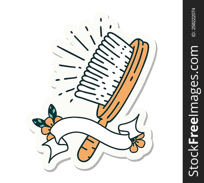 sticker of tattoo style hairbrush