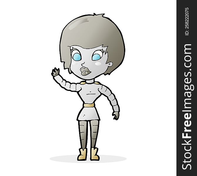 cartoon robot woman waving