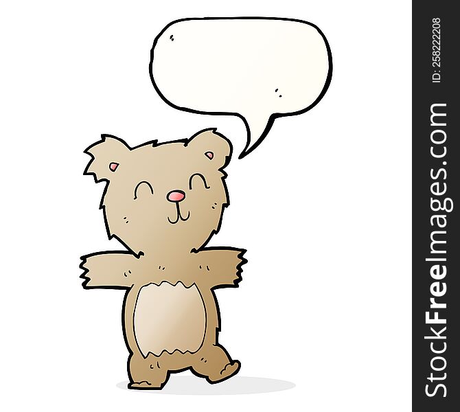 Cartoon Cute Teddy Bear With Speech Bubble