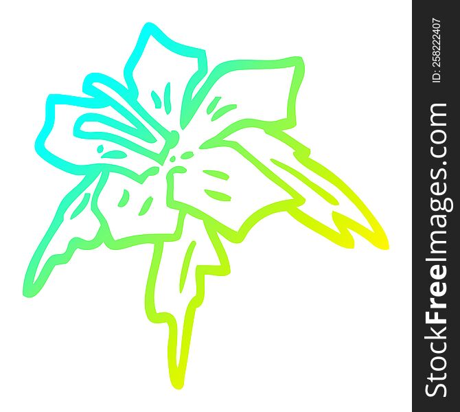 Cold Gradient Line Drawing Cartoon Exotic Flower