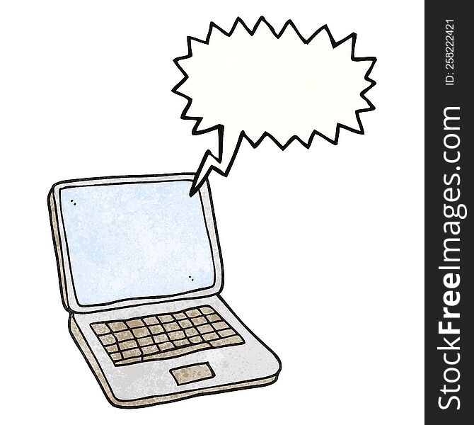 Speech Bubble Textured Cartoon Laptop Computer