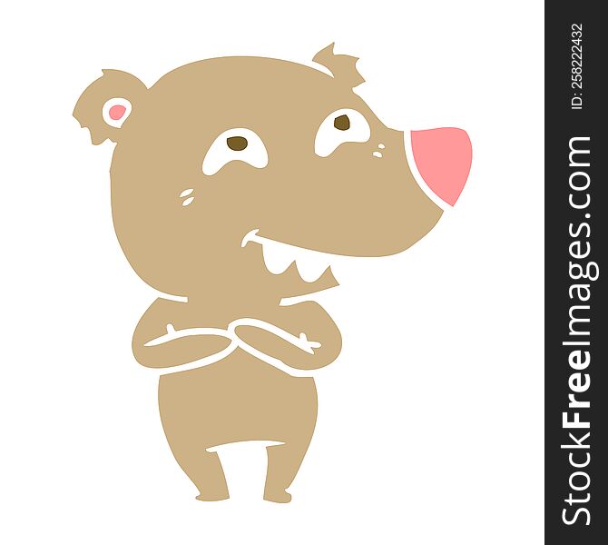 flat color style cartoon bear showing teeth