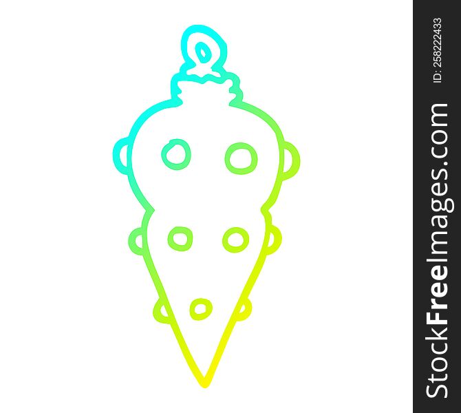 cold gradient line drawing of a cartoon christmas decoration