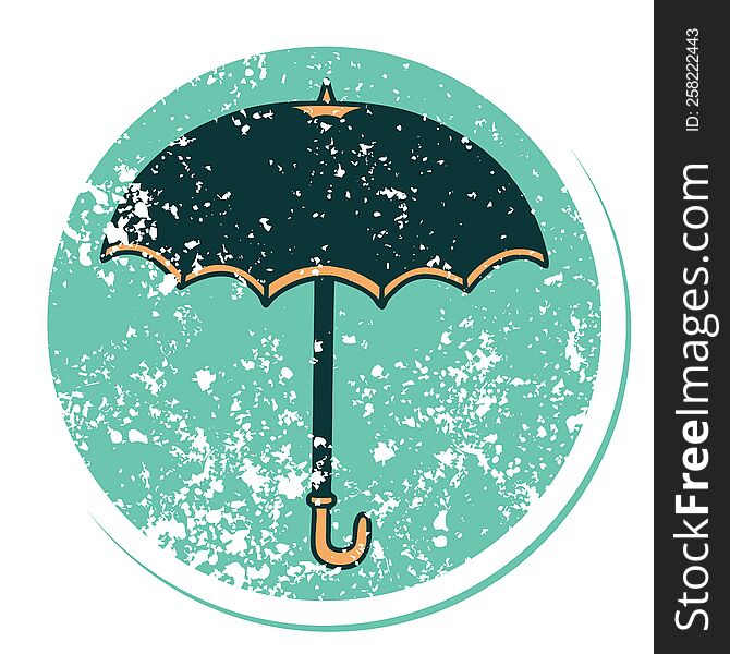 Distressed Sticker Tattoo Style Icon Of An Umbrella