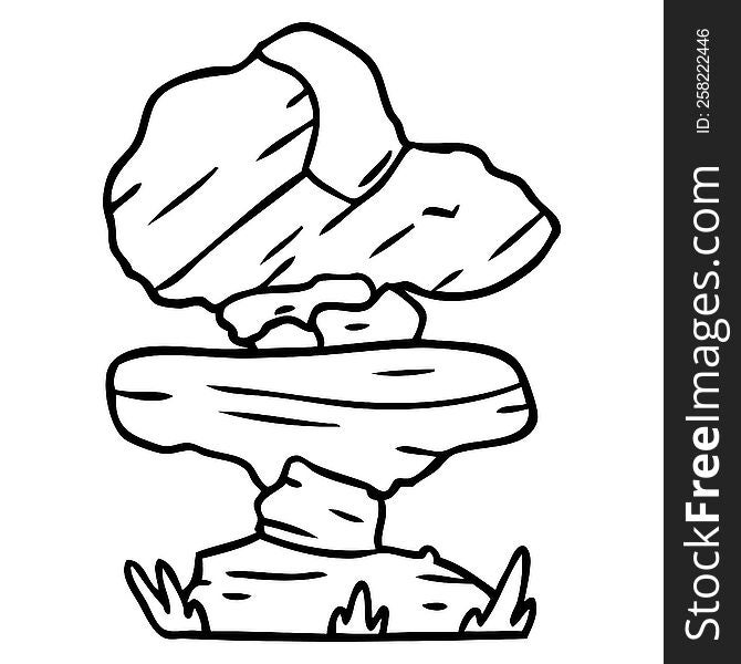hand drawn line drawing doodle of grey stone boulder. hand drawn line drawing doodle of grey stone boulder