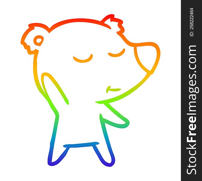rainbow gradient line drawing of a happy cartoon polar bear