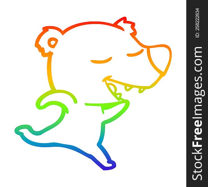 rainbow gradient line drawing of a cartoon polar bear