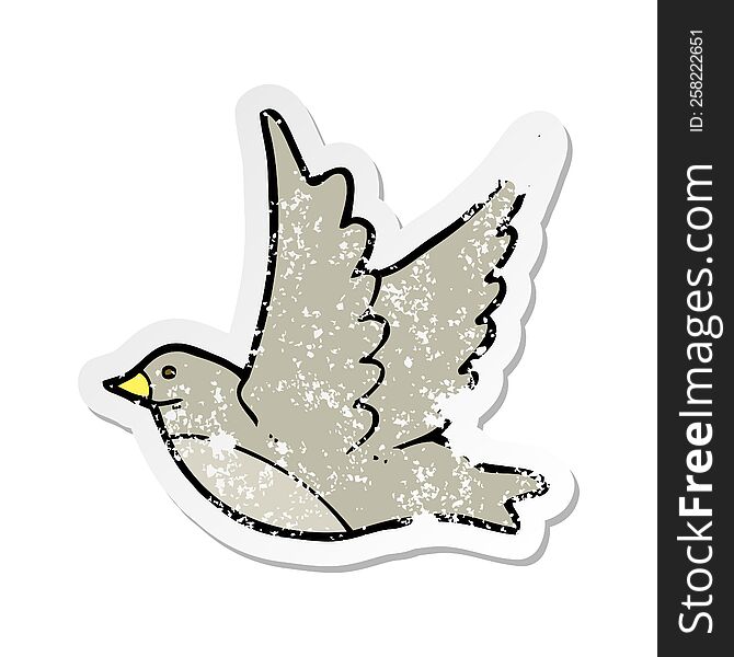 retro distressed sticker of a cartoon flying bird