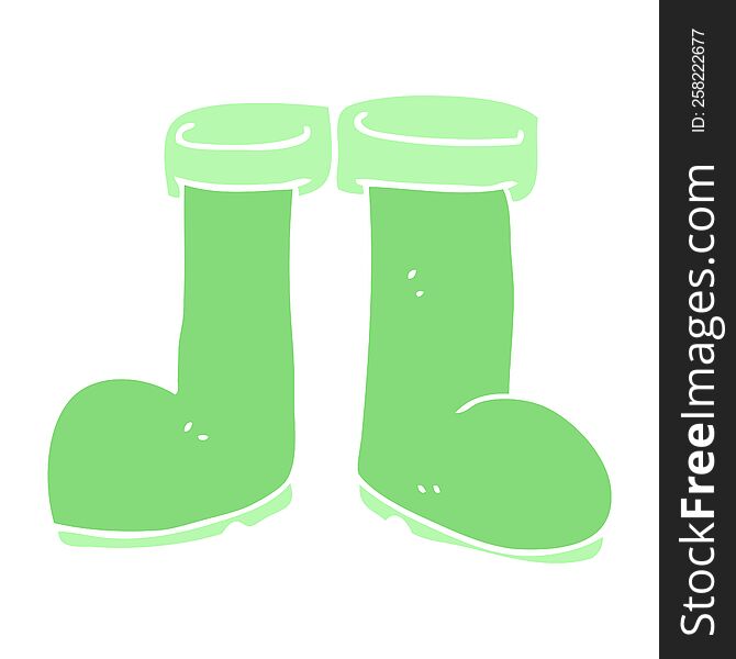 Flat Color Illustration Of A Cartoon Wellington Boots