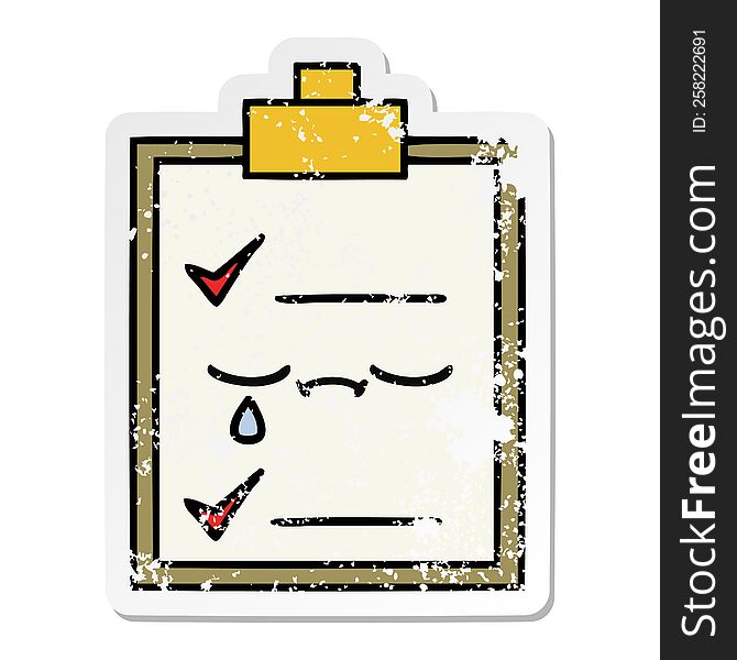 distressed sticker of a cute cartoon check list