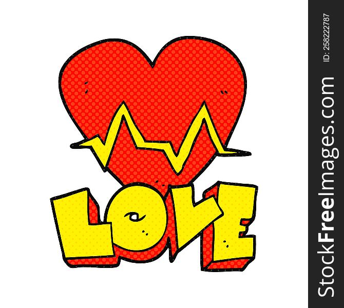 freehand drawn cartoon heart rate pulse love symbol