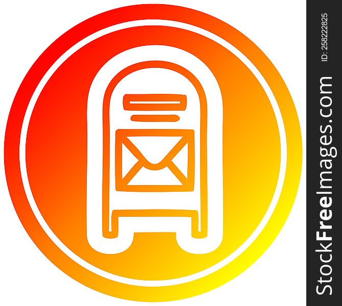 mail box circular icon with warm gradient finish. mail box circular icon with warm gradient finish