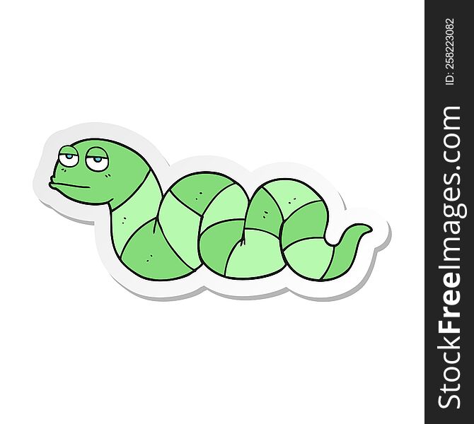 Sticker Of A Cartoon Bored Snake