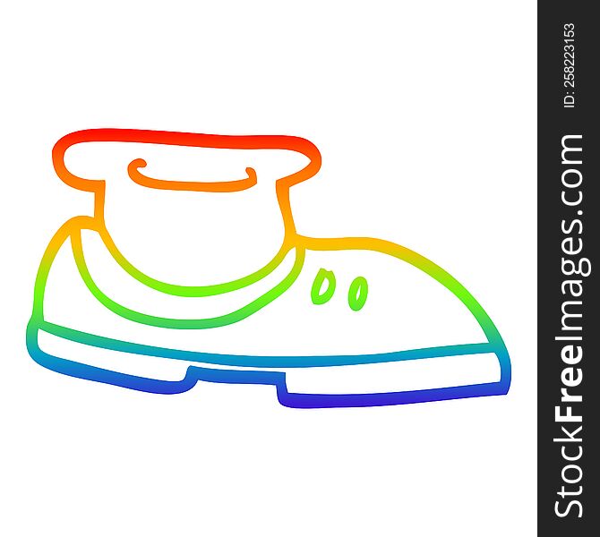 rainbow gradient line drawing of a cartoon shoe with sock