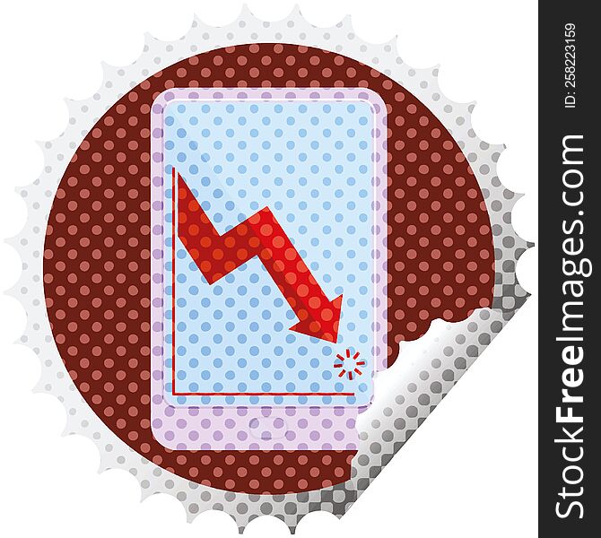 electronic tablet showing business performance graphic vector illustration round sticker stamp. electronic tablet showing business performance graphic vector illustration round sticker stamp