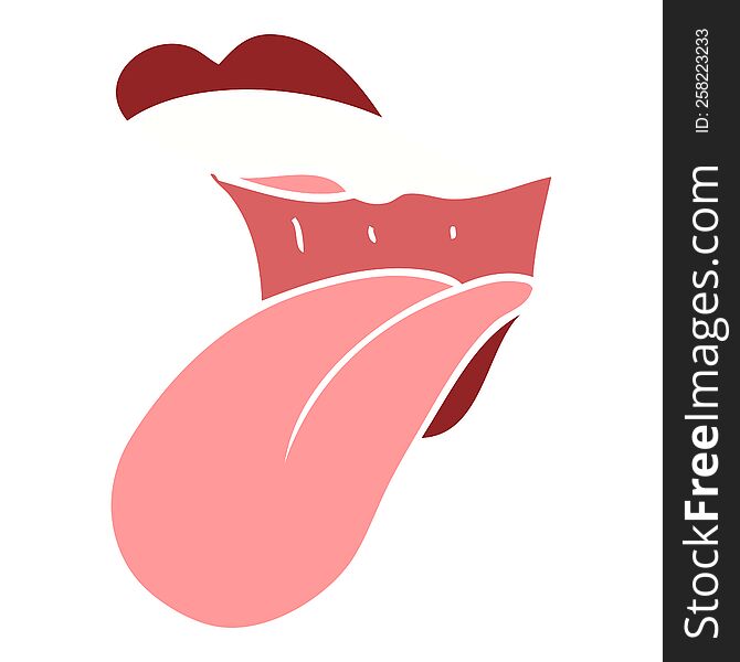 Flat Color Illustration Of A Cartoon Mouth Sticking Out Tongue