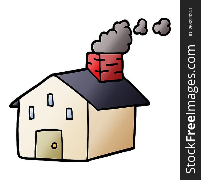 cartoon doodle house with smoking chimney