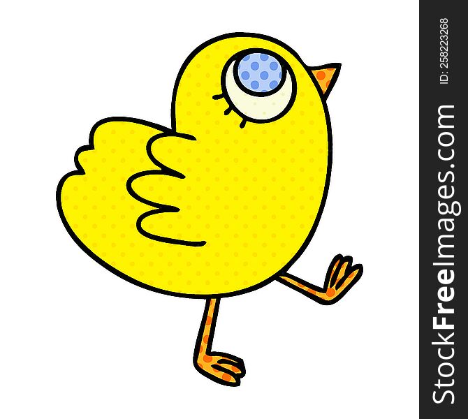 quirky comic book style cartoon yellow bird