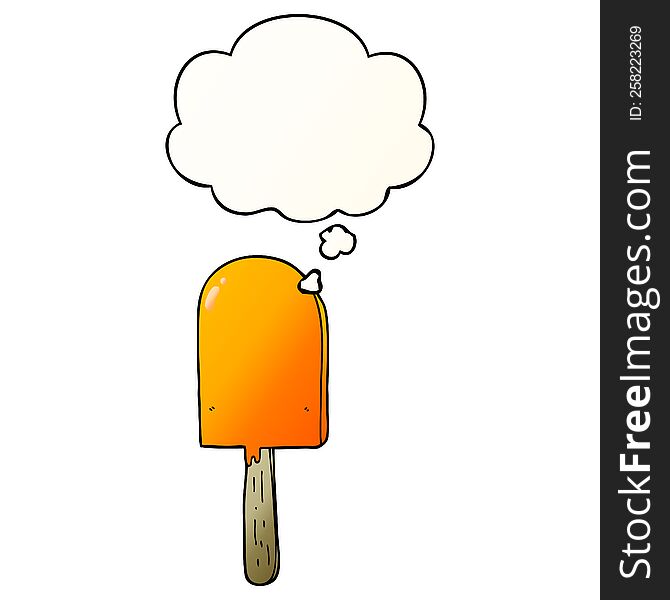 Cartoon Lollipop And Thought Bubble In Smooth Gradient Style