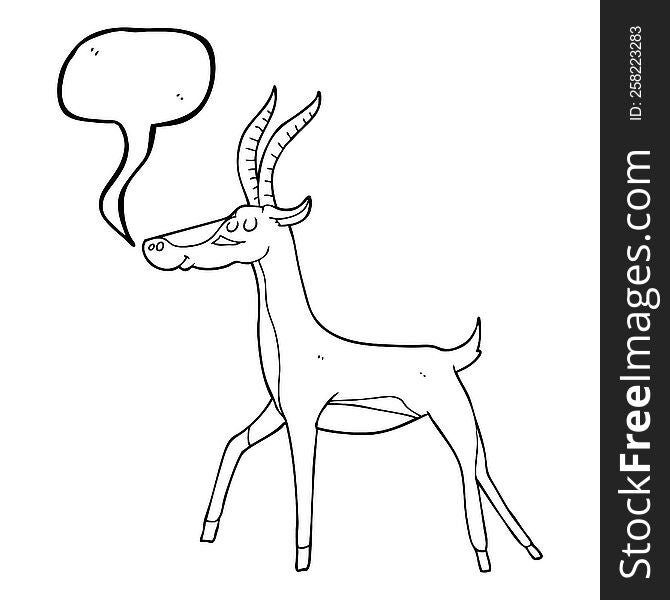 freehand drawn speech bubble cartoon gazelle
