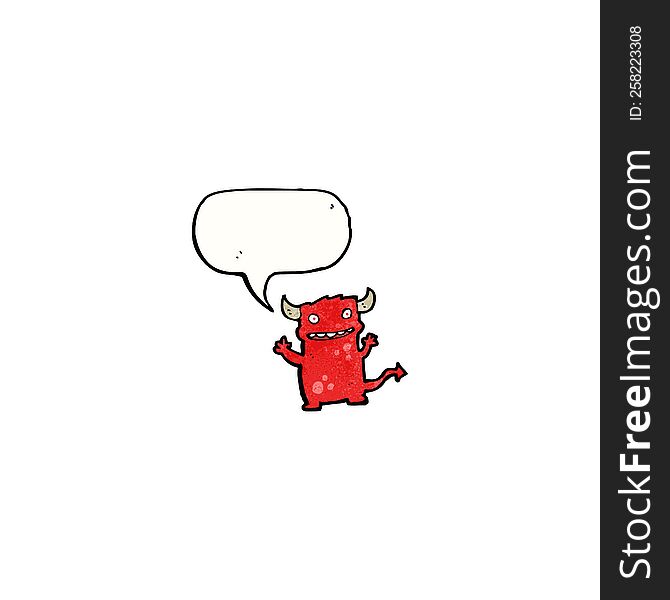 Cartoon Little Monster With Speech Bubble
