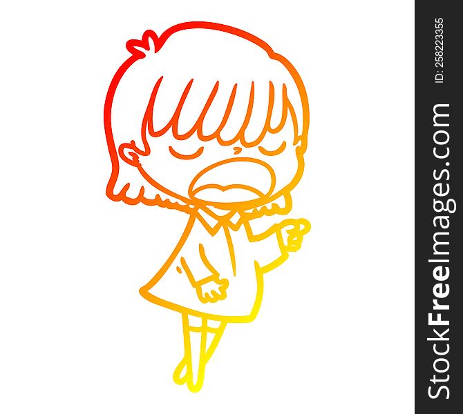 warm gradient line drawing cartoon woman talking loudly